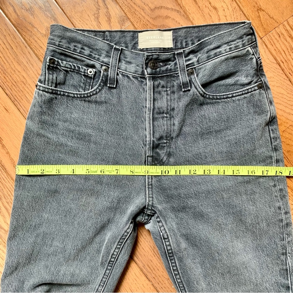 Everlane Black Wash Straight Button Front Denim Jeans Cotton 90s Cheeky 26 Ankle - Picture 10 of 13